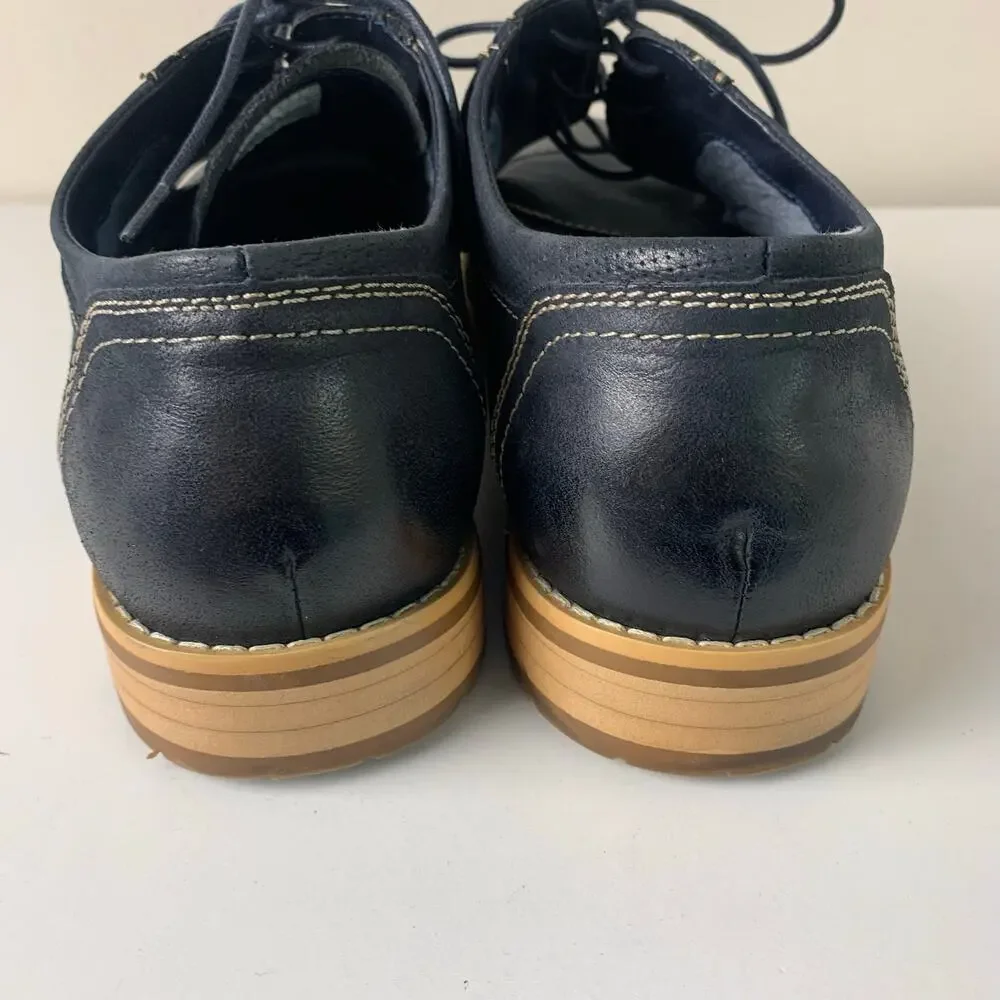Steve Madden Chays Navy Leather Cap Toe Oxford Mens Casual Dress Size 12 Lace Up